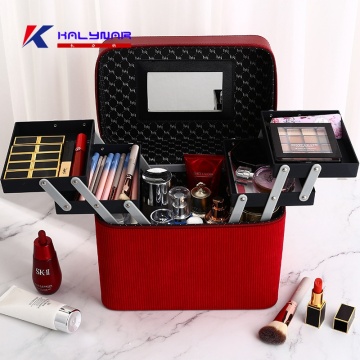 Women Bags Double Layer Makeup Bags with Mirror