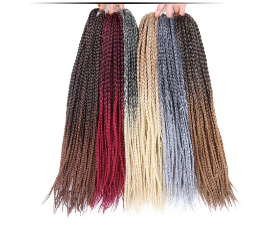 Colorful Crochet Hair Ombre Box Braids 24 Inch Braided Hair Pre-stretched Synthetic Hair Extension Braids for Women