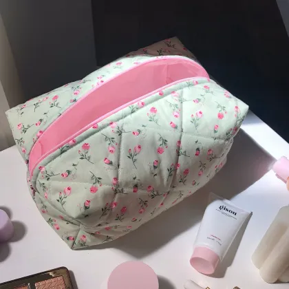 Colorful Travel Cute Flower Cotton Cosmetic Bag