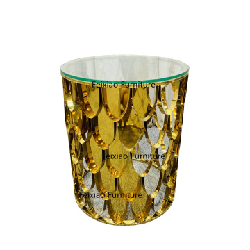 Stainless Steel Glass Top Side Table for Living Room