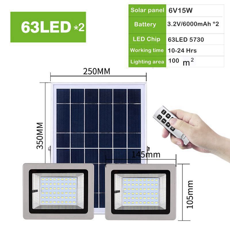 63 Led Dual Head Solar Led Floodlight