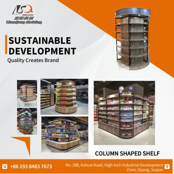 Supermarket Column Heavy Duty Round Shelf