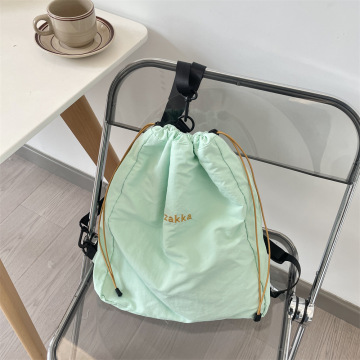 Durable Trendy Reusable Green Polyester Drawstring Bag