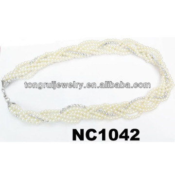 chunky braided beaded pearl necklaces in bulk