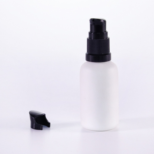 White glass lotion bottle with pump