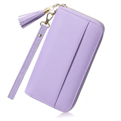Customized High Quality Zipper Long Wallet with Wrist Strap - European & American Style