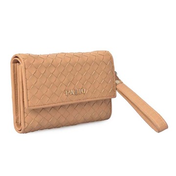 Trendy Weave Leather Wallet Lady Purse With Wristle