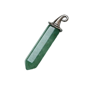 Green Aventurine Hexagonal Prism GunBlack Wizard Cap Pendant for DIY Making Jewelry