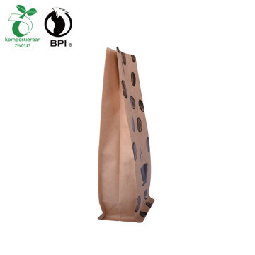 Ploché dno biologicky rozložitelná kompostovatelná uzavíratelná kávová taška