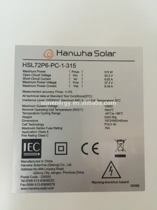 Hanwha Solar 315W offer a range of PV solutions for residential, commercial and utility-scale installations
