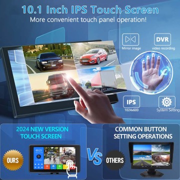 10.1 Inch 1080P Touch Screen 4 Channels Split Ahd DVR Recorder Vehicle Camera Monitor AI Humanoid Detection system for Truck