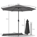 Parasol de jardin de parapluie de 9 pieds avec poignée de manivelle