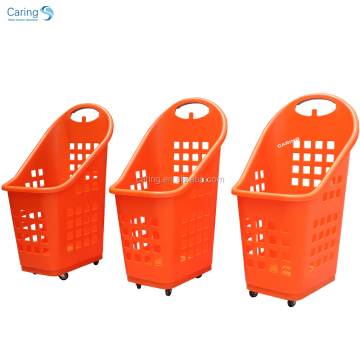 Supermarket Basket with Wheels: Shopping Trolley Plastic Basket