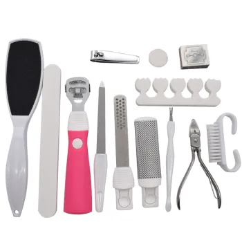 Small Amount Wholesale Foot File Pedicure Set with 13 Pieces and Slip Bag Packaging