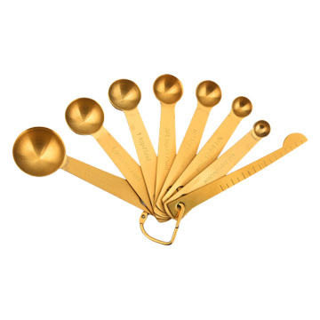 Online Hot Sale: Stainless Steel 7-Piece Golden Measuring Spoon Set