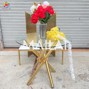 Elegant Golden Wedding Cake Table: Stainless Steel with Glass