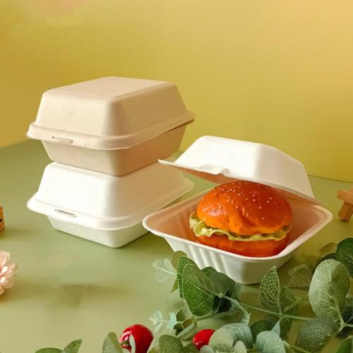 Kotak takeaway hamburger Bagasse Biodegradable Biodegradable