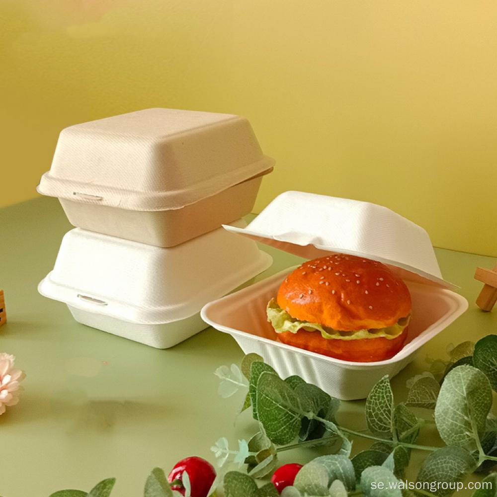 Sockerrör biologiskt nedbrytbar bagasse hamburger takeaway box