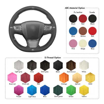 Hand Sewn Black Suede Steering Wheel Cover for Peugeot Expert Traveller (2016-2022)