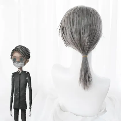 Dark Gray 40cm Short Ponytail Cosplay Wig - Ainizi for Identity V