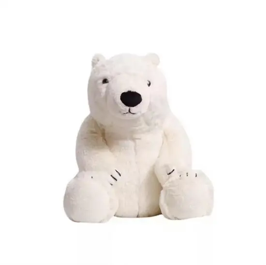 Sitting posture white plush polar bear sleeping toy