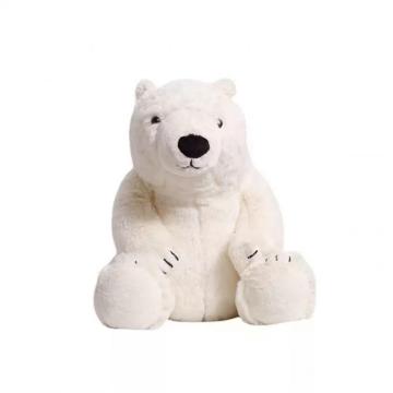 Sitting posture white plush polar bear sleeping toy