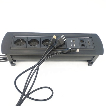 Electric Rotary Desktop Socket with R45CAT6 and USB for Meeting Rooms