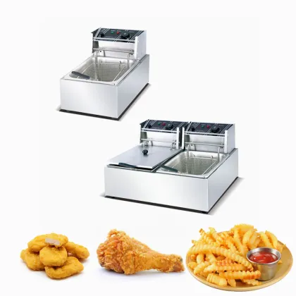 Guangzhou Stainless Steel Double Basket Electric Deep Fryer for Sale