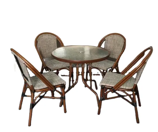 Outdoor Mesh Chair and Table Set for Coffee Shop Bistro