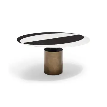 Black Marble circle dining table with high-end base