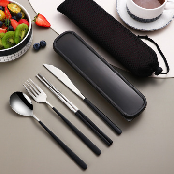 Portable Stainless Steel Cutlery Set: 18/10 Spoon, Fork, Chopsticks with Case - Perfect for Travel, Camping, and Outdoor Activities