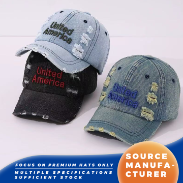 Topi Baseball Denim Tertekan Amerika Amerika