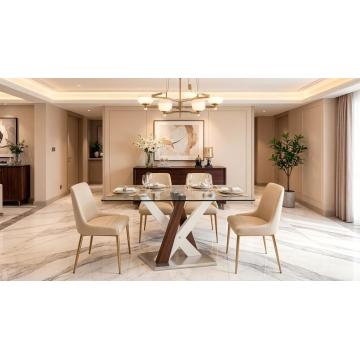 Mesa de jantar de vidro de design moderno 160x90cm