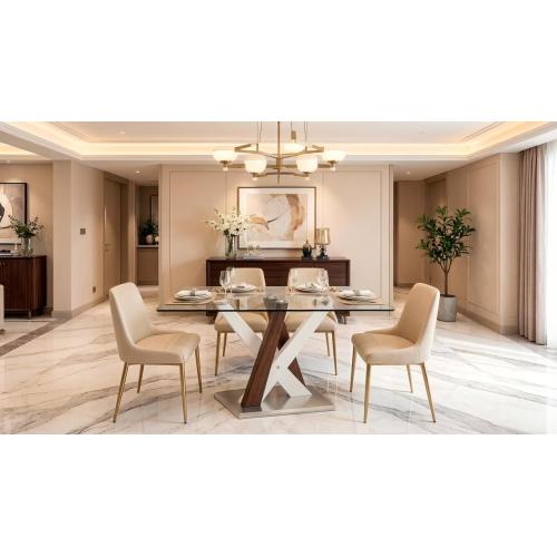 Mesa de jantar de vidro de design moderno 160x90cm