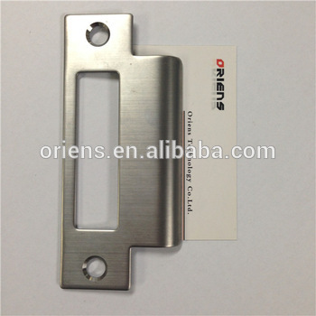 Steel entry door deadbolt strike plate