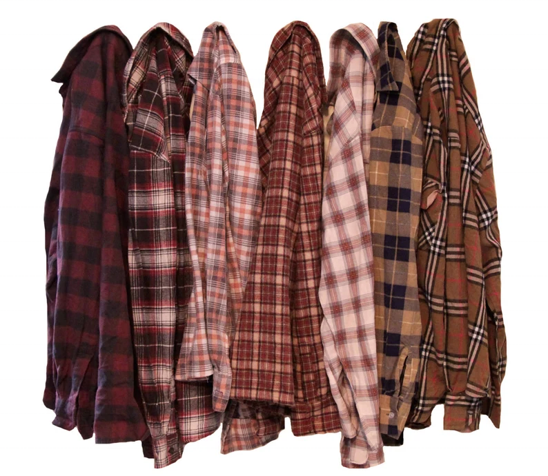 Plaid vintage grunge flannel blue shirt