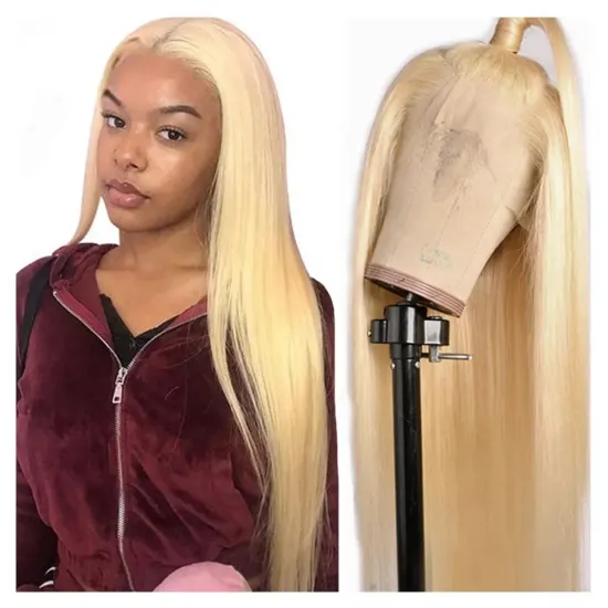 100% Virgin Human Hair Lace Front Wig: Transparent Blonde 10A Grade INDIAN Hair Vendor