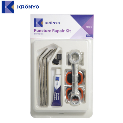 Kit de reparo de bicicleta com remendo e solução de borracha