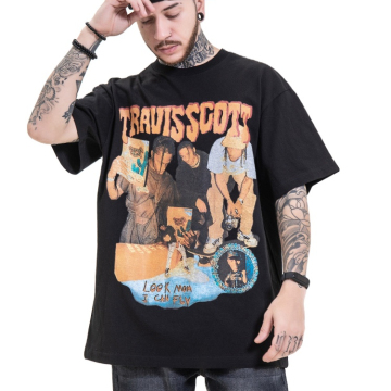 Customizable Hip Hop Style 100% Cotton Tee - Streetwear Graphic Print Design Men's Oversized T-Shirt