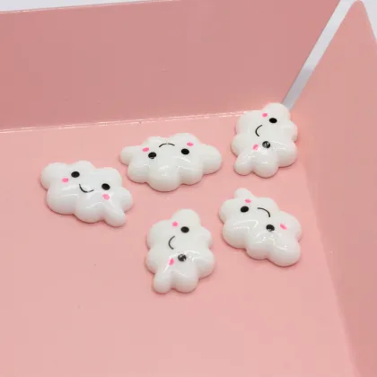 Resin Cute White Cloud Cabochons Flatback Smile Cloud White Cloud Cabochons