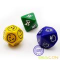 Juego de dados de emoción, clima y dirección de Bescon, juego de dados de RPG poliédrico patentado de 3 piezas en azul, verde, amarillo