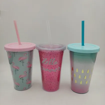 16oz Double Wall tumbler with straw
