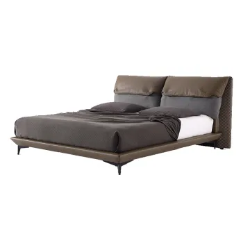 Italian style leather cloth queen size bed bedroom