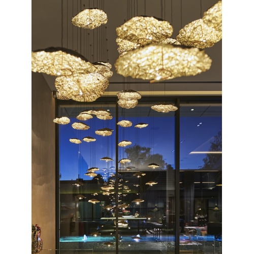 lobby indoor golden glass leaf chandelier