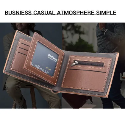 Men's Genuine Leather Short Wallet - New Design