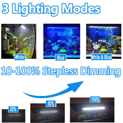 11.4W Luz de tanque de peixe azul branco com timer