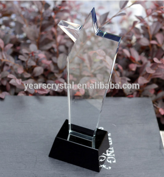 High Quality 3d laser engraved Crystal trophy awards with black base for Business Anniversary Gifts
