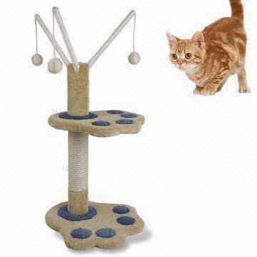 Gato Scratcher árvore, feita de tecido de carpete, decorado com folhas, disponíveis no tamanho de 86cm