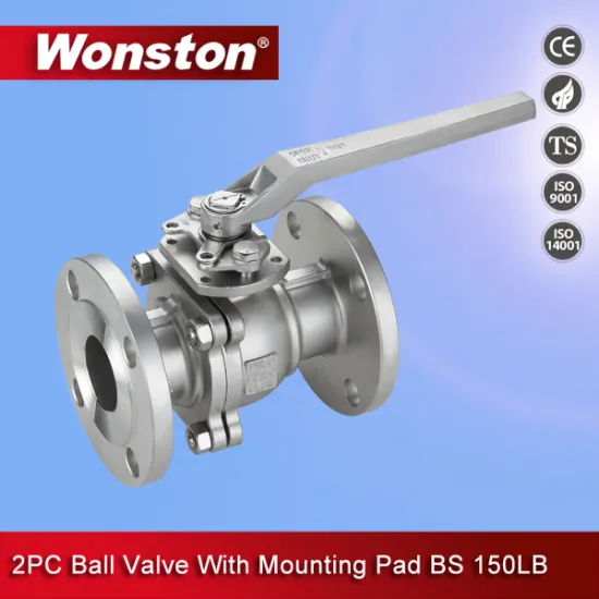 2PC Flange Ball Valve with ISO5211 Mounting Pad BS 150lbs