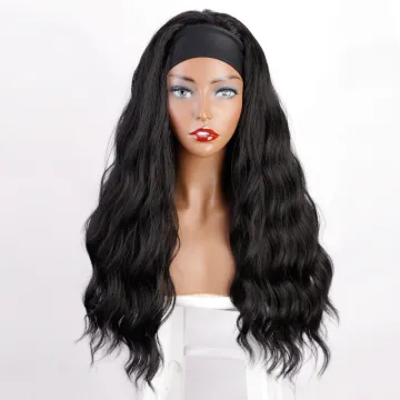 Synthetic Natural Hair Headband Wig Heat resistant Black Color Body Wave Curly Kinky Straight Free Sample Grip Headband Wig